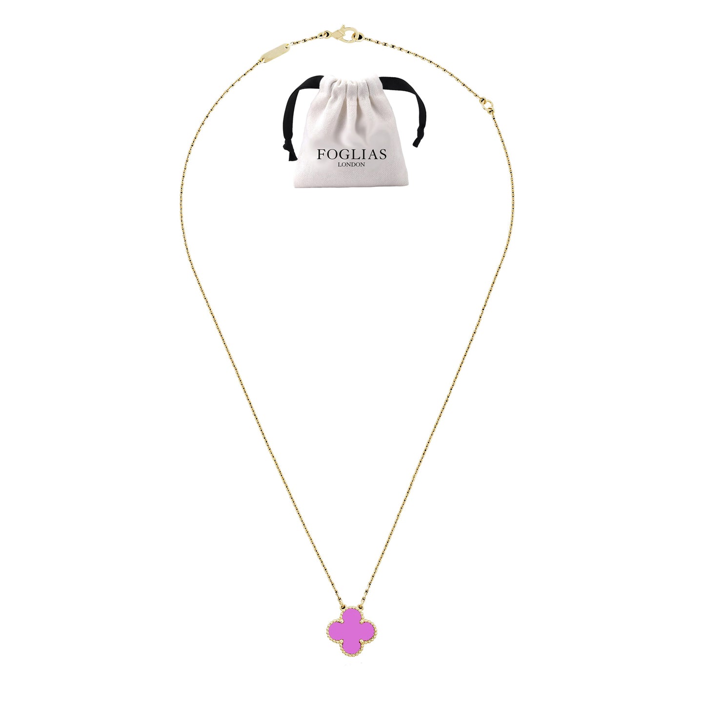 Purple Van Cleef Clover Four Leaf Necklace