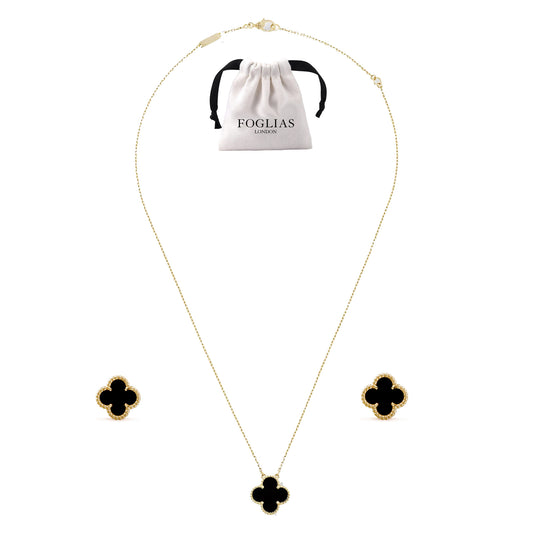 BLACK VAN CLEEF NECKLACE EARRINGS SET