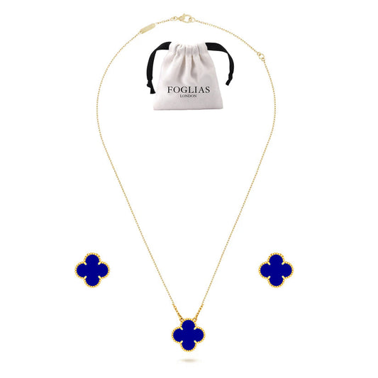 Blue Van Cleef Necklace Earrings Set