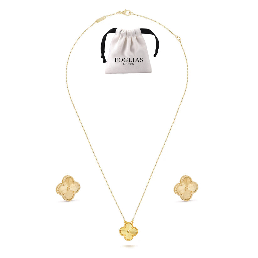 GOLD VAN CLEEF NECKLACE EARRINGS SET