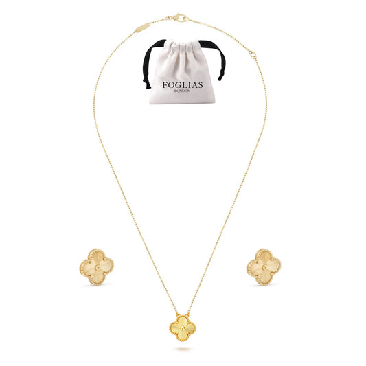 GOLD VAN CLEEF NECKLACE EARRINGS SET