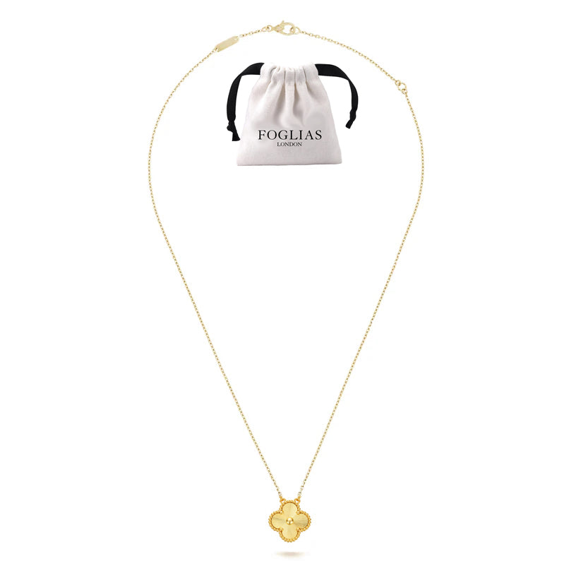 FOGLIAS LONDON Gold Clover Necklace 925 Silver 18k Gold Plated