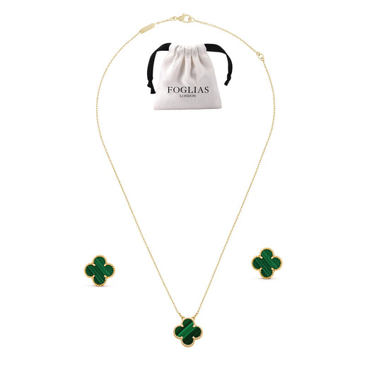 GREEN VAN CLEEF NECKLACE EARRINGS SET