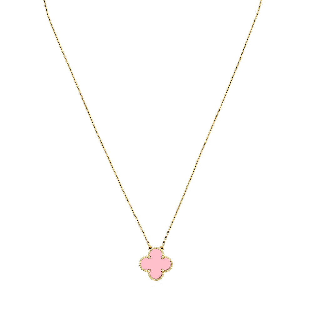 FOGLIAS LONDON Pink Clover Necklace 925 Silver 18k Gold Plated