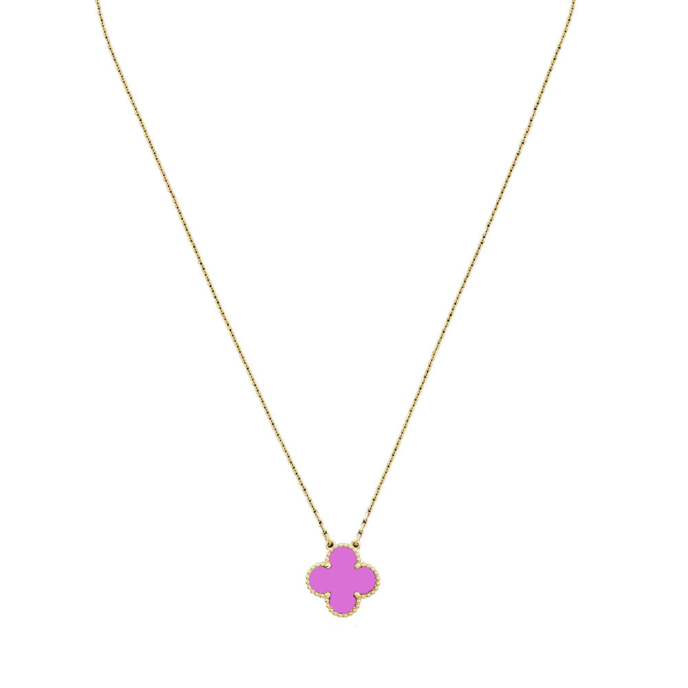 FOGLIAS LONDON Purple Clover Necklace 925 Silver 18k Gold Plated