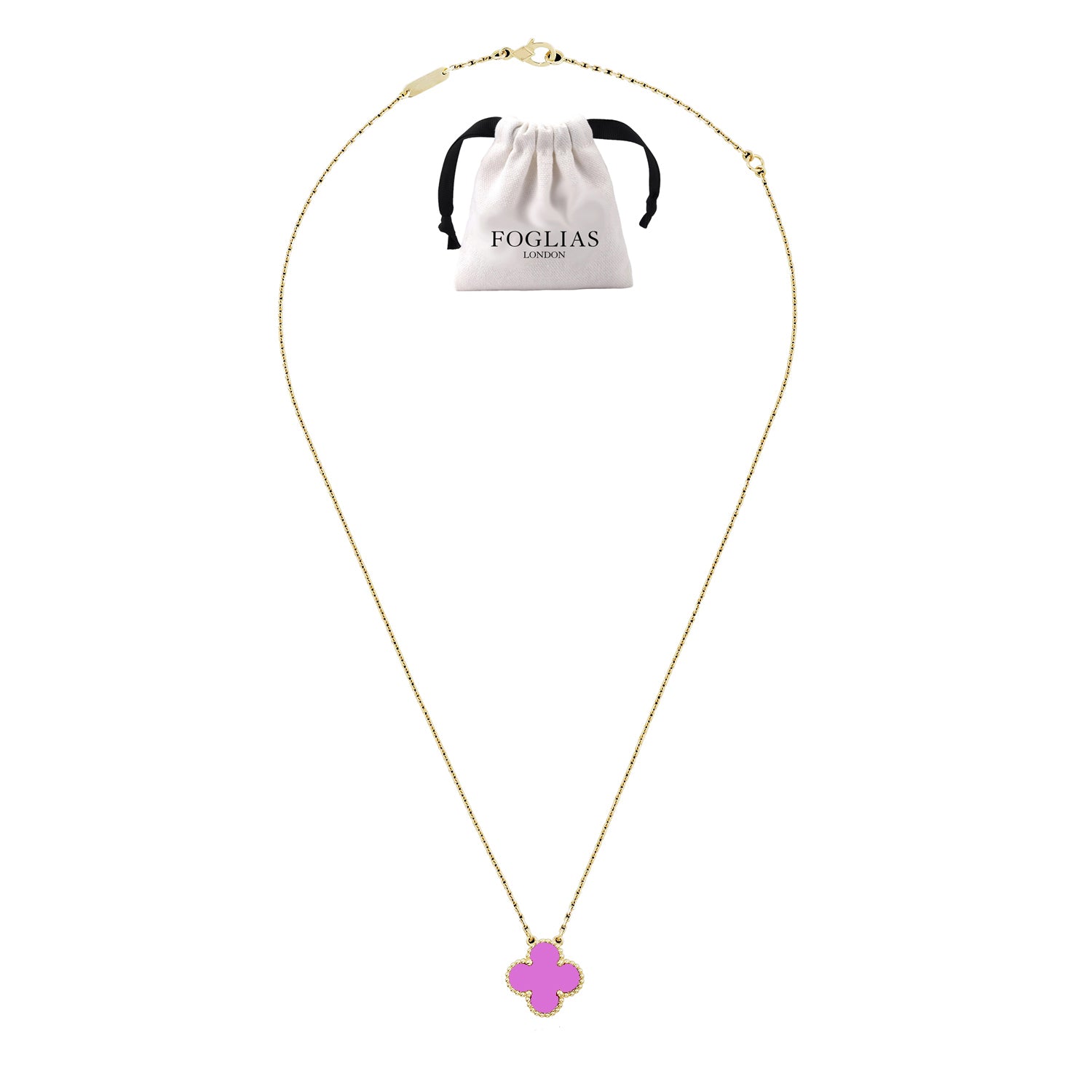 Purple Van Cleef Clover Four Leaf Necklace