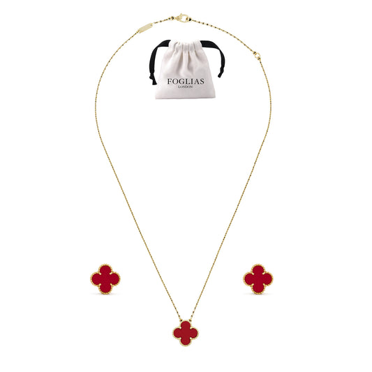 RED VAN CLEEF NECKLACE EARRINGS SET