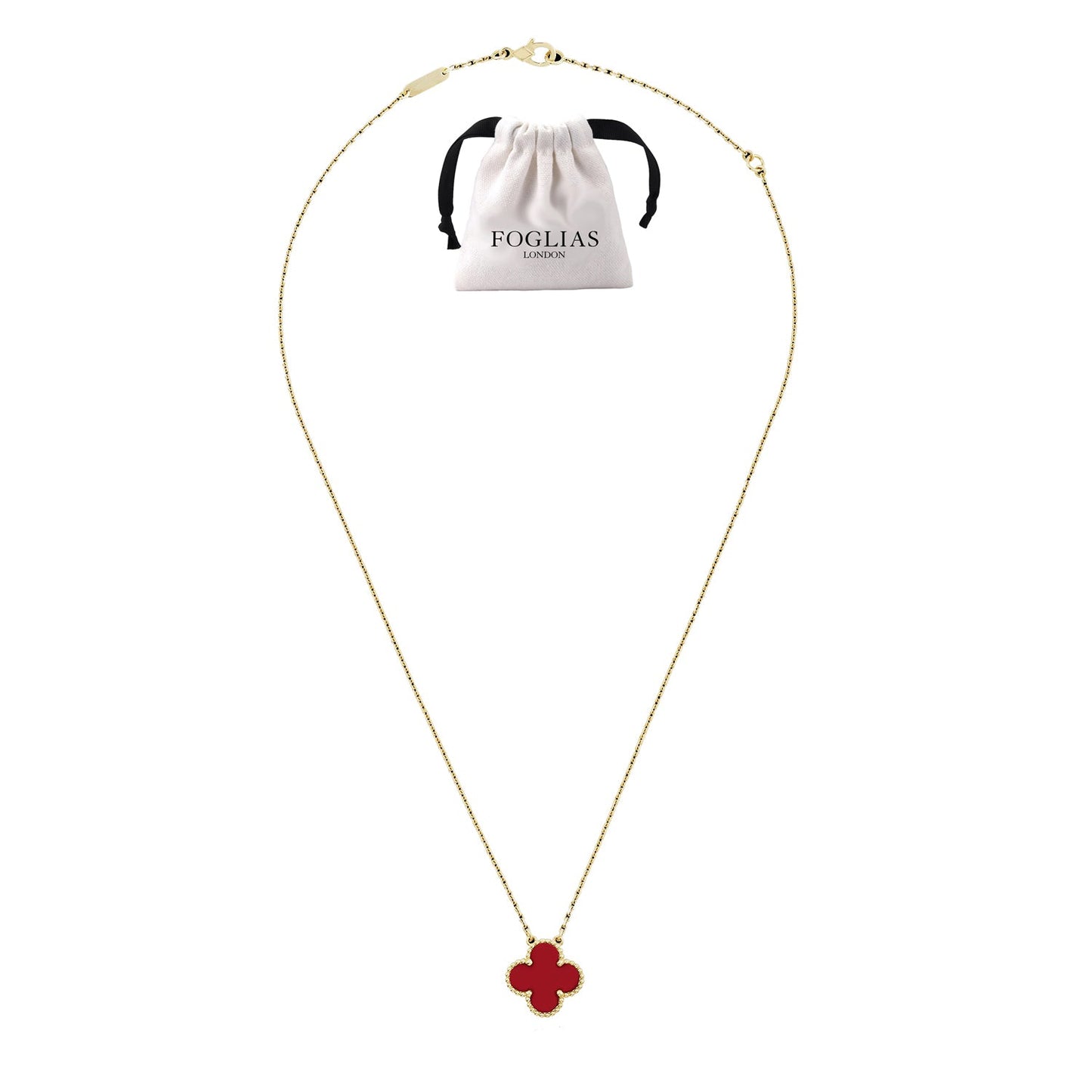 Red Van Cleef Clover Four Leaf Necklace by FOGLIAS LONDON