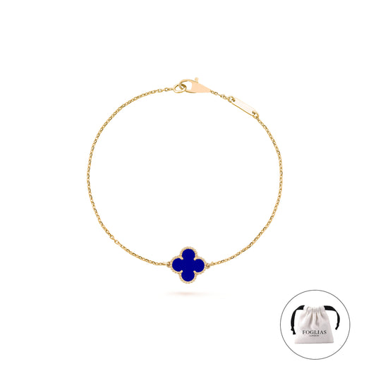Blue Single Clover Four Leaf Van Cleef Bracelet by FOGLIAS LONDON