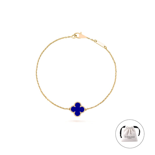 Blue Single Clover Four Leaf Van Cleef Bracelet by FOGLIAS LONDON