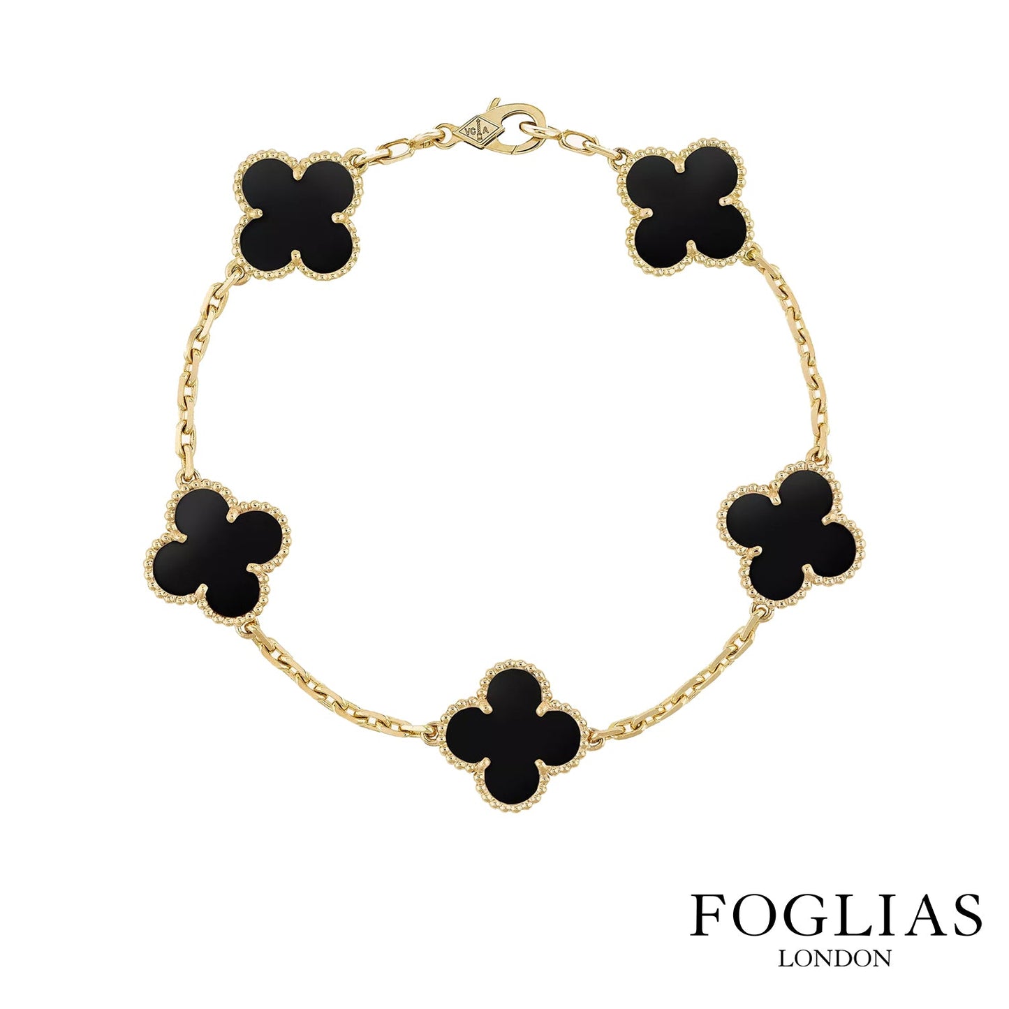 Black Clover Necklace Bracelets Earrings Set 925 Silver 18k Gold Plated