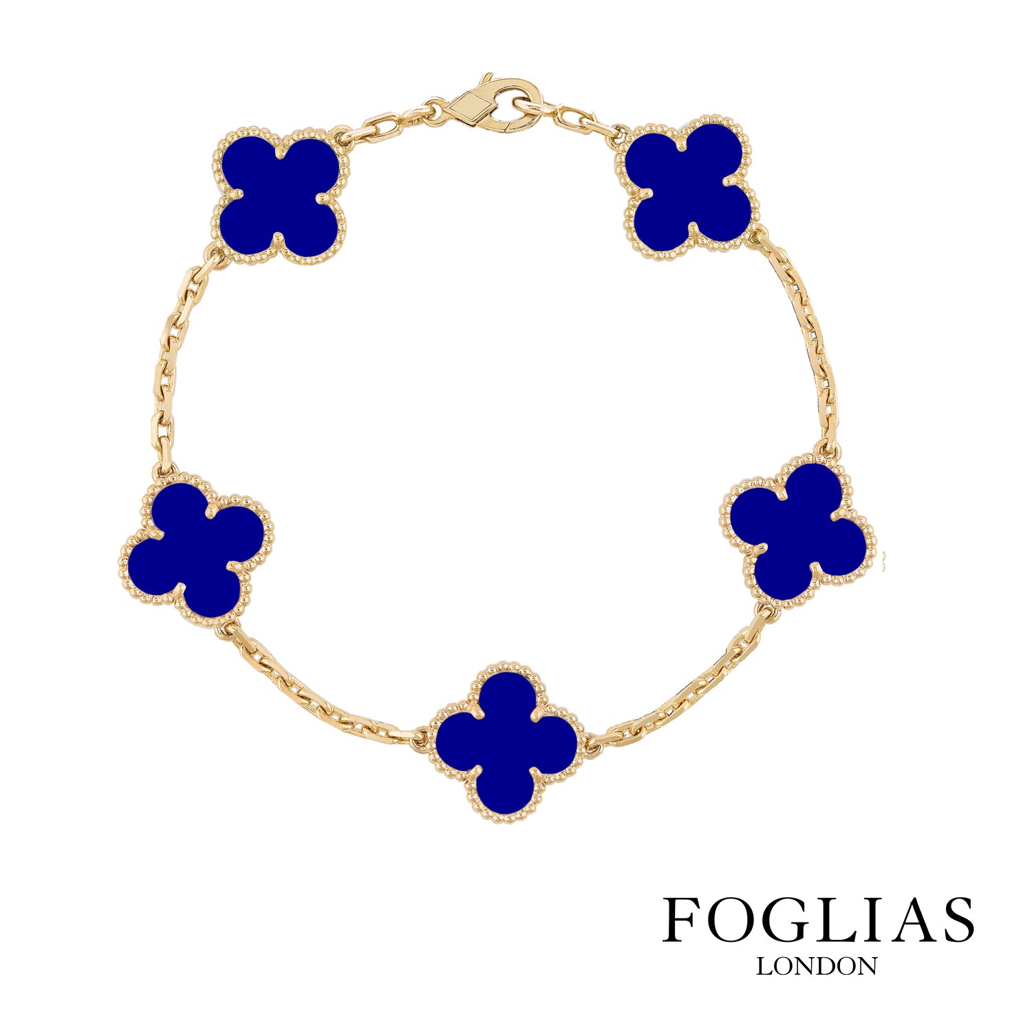 FOGLIAS LONDON Van Cleef BLUE Bracelet Clover Four Leaf