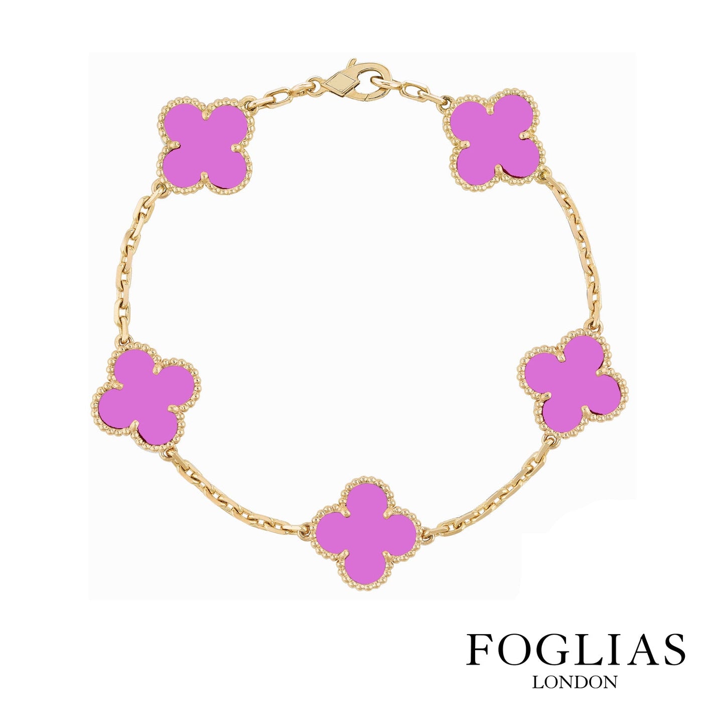 Purple Clover Bracelet 925 Silver 18k Gold Plated