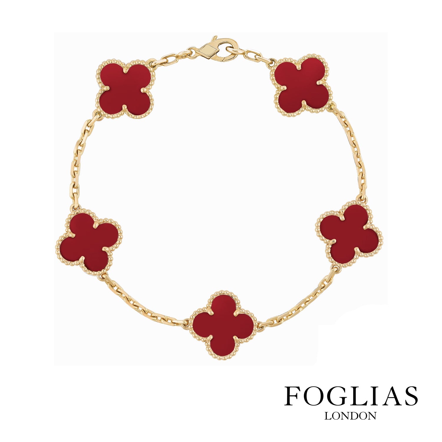 Van Cleef Red Bracelet Clover Four Leaf