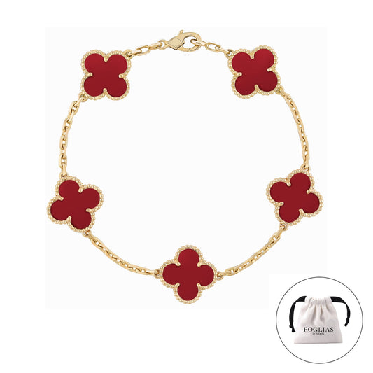 Van Cleef Red Bracelet Clover Four Leaf