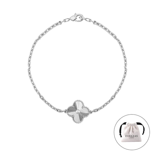 Silver Single Four Leaf Clover Van Cleef Bracelet by FOGLIAS LONDON