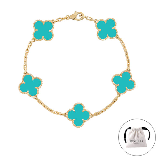 FOGLIAS LONDON Van Cleef Turqoise Green Bracelet Clover Four Leaf