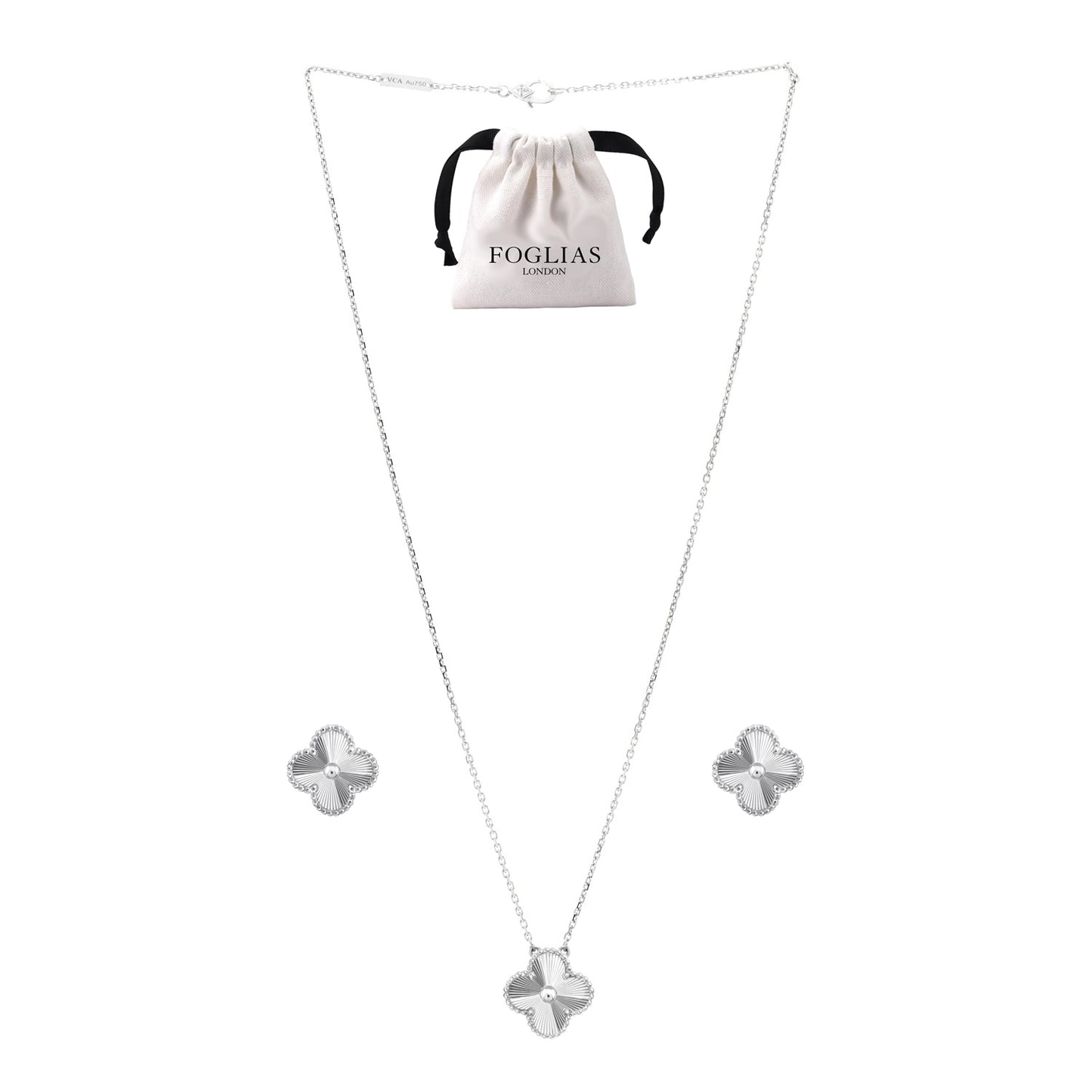 SILVER VAN CLEEF NECKLACE EARRINGS SET