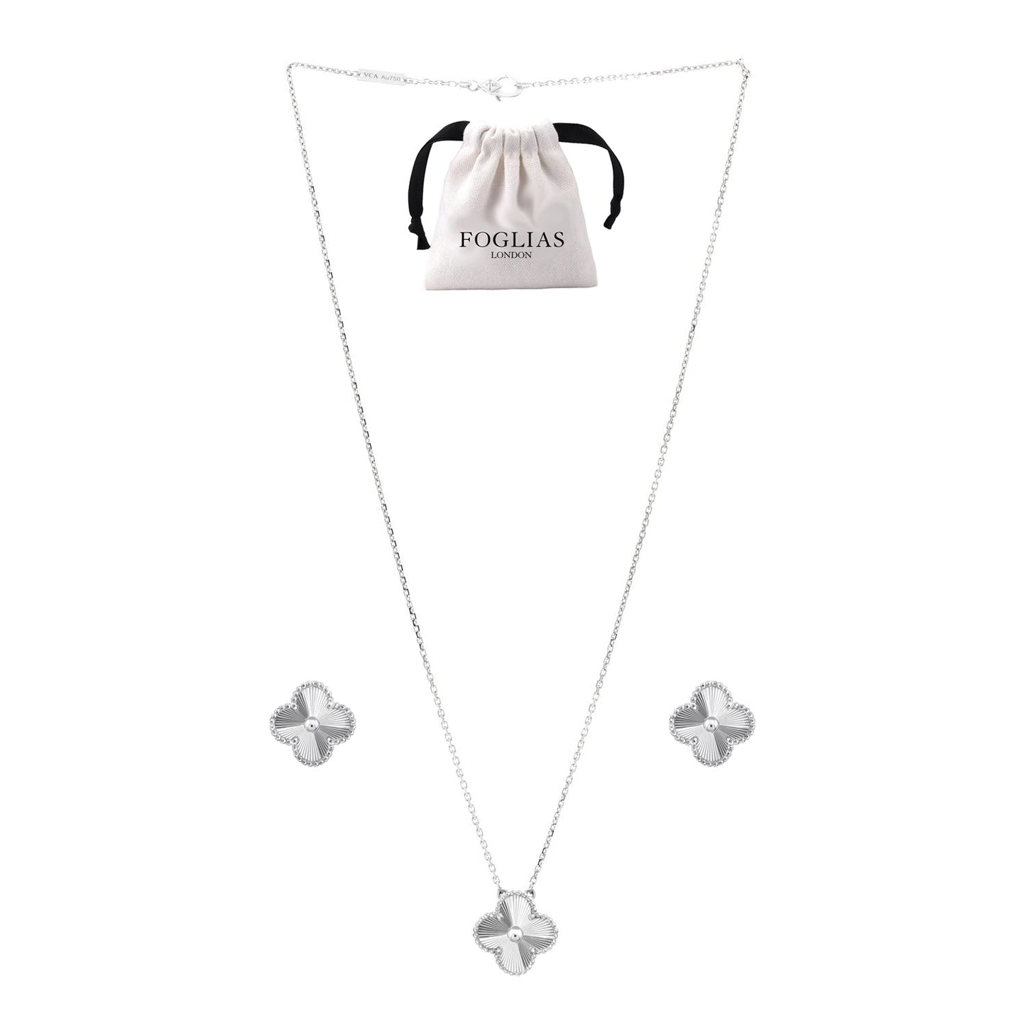 SILVER VAN CLEEF NECKLACE EARRINGS SET